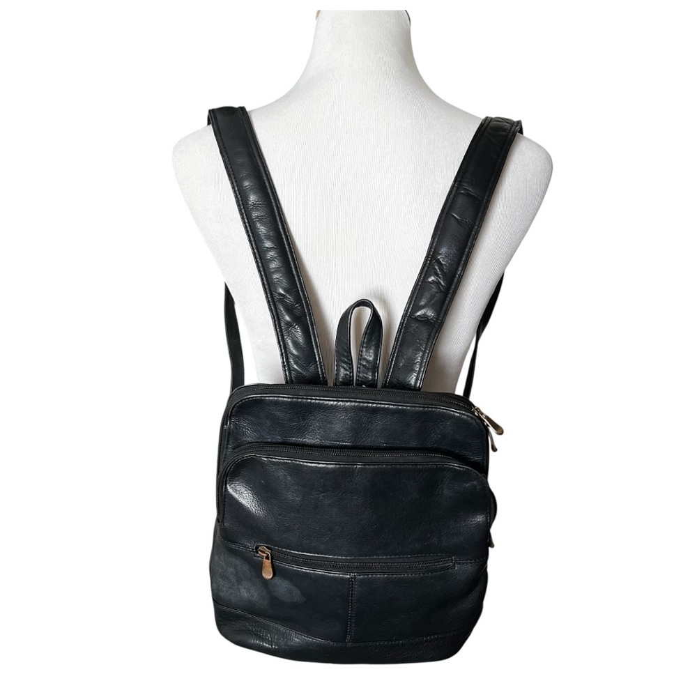 Le Donne Black Leather Riverwalk Women's Backpack 9874